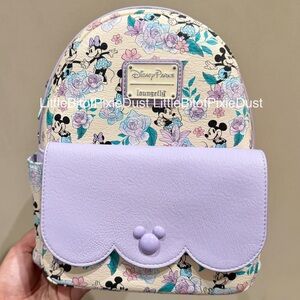 Disney Parks Mickey and Minnie Floral Spring Loungefly Backpack